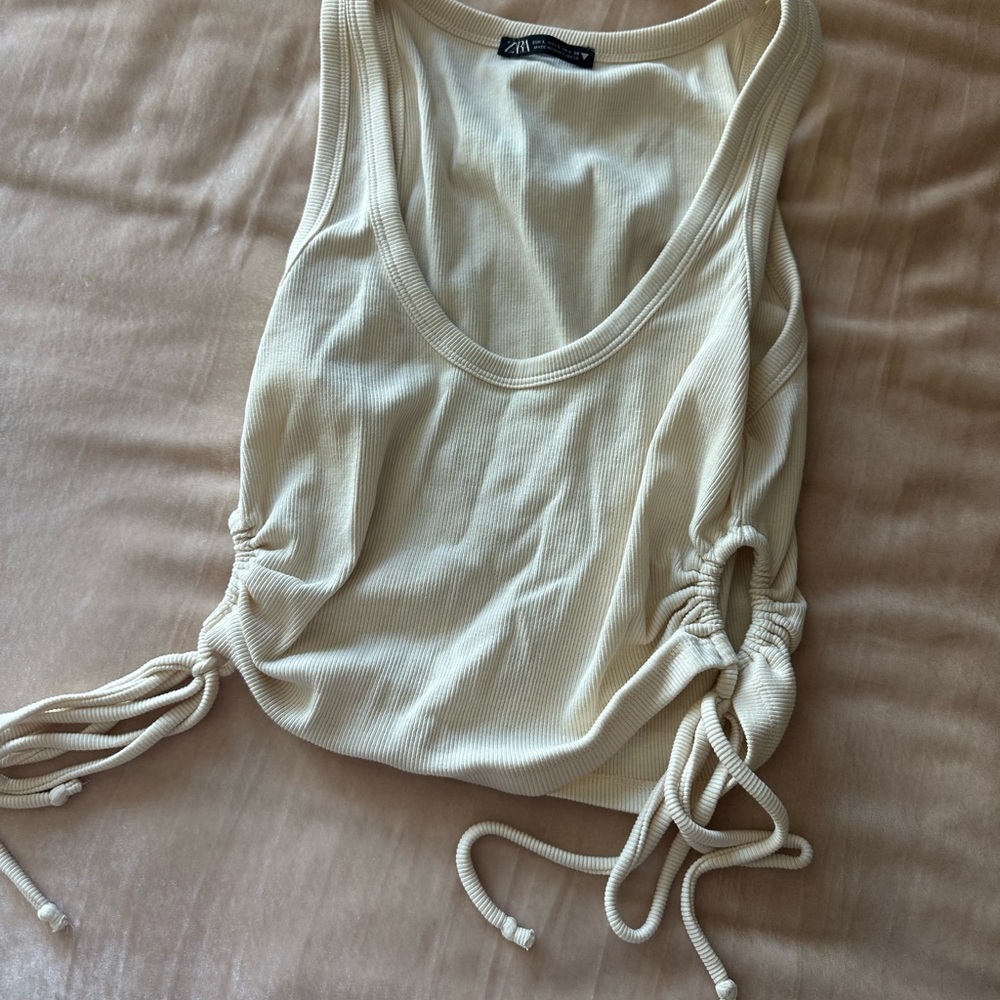 Zara Cream Tank Top with Side Ties